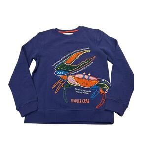 Mini Boden Boys 9-10Y Embroidered Applique Crab Pullover Sweater Crewneck Fall